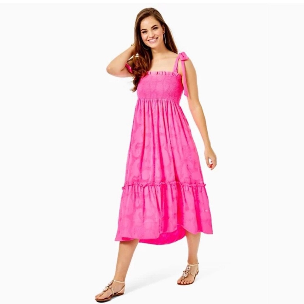 Women’s Lilly Pulitzer Rivera Midi Dress - Cockatoo Pink Size Small